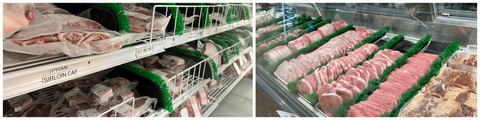 options of frozen or fresh meat